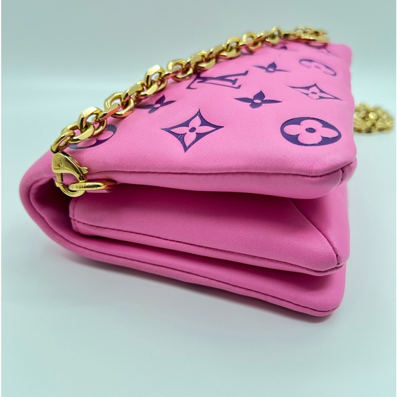 Louis Vuitton Lambskin Embossed Monogram Vuittamins Pochette Coussin Rose Violet - Picture 12 of 15